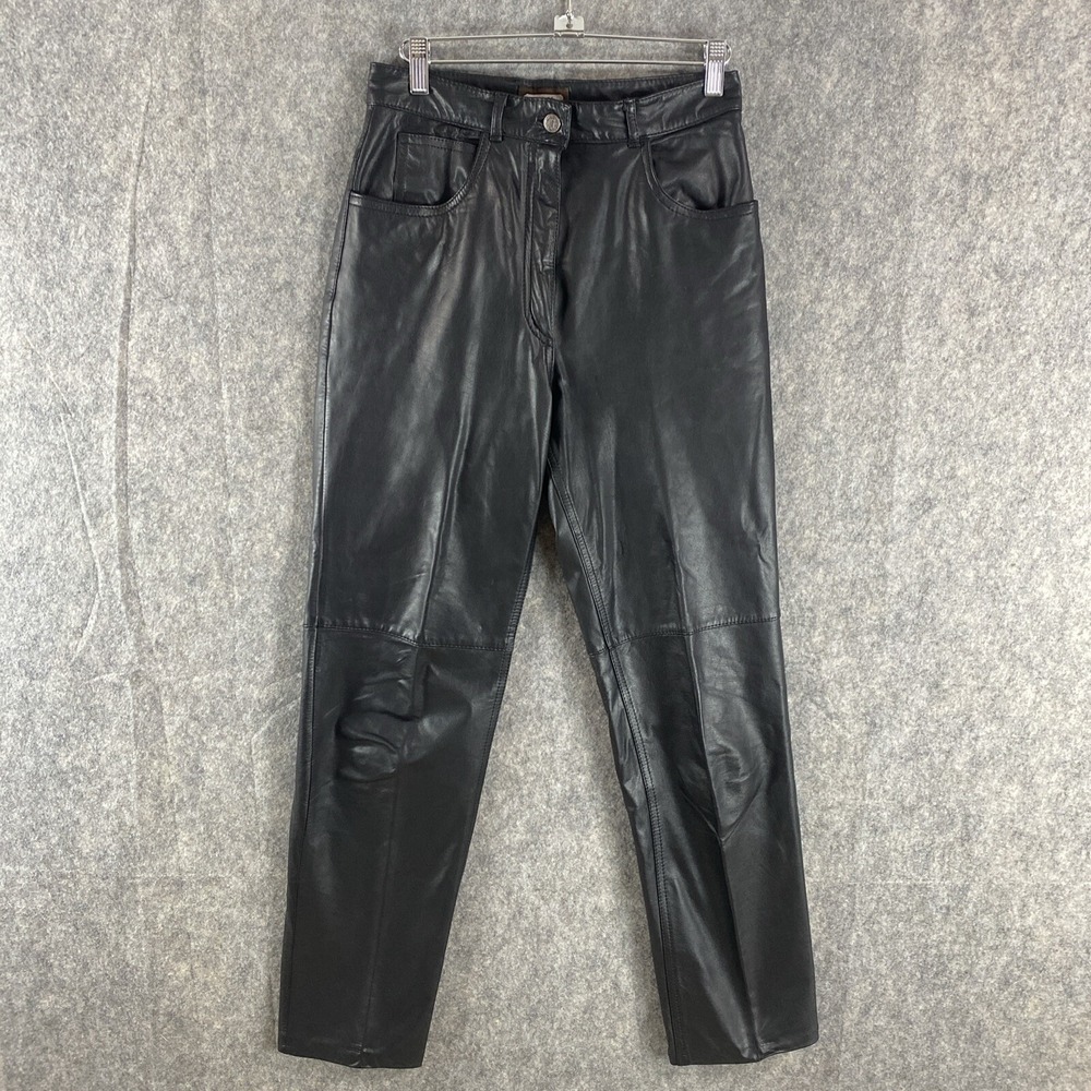 Toffs Leather Pants Womens 26 Black High Waisted Tapered Moto Gothcore Bikercore
